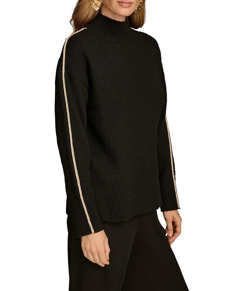 Donna Karan Contrast Seam Mock Neck Long Sleeve Knit Top product image