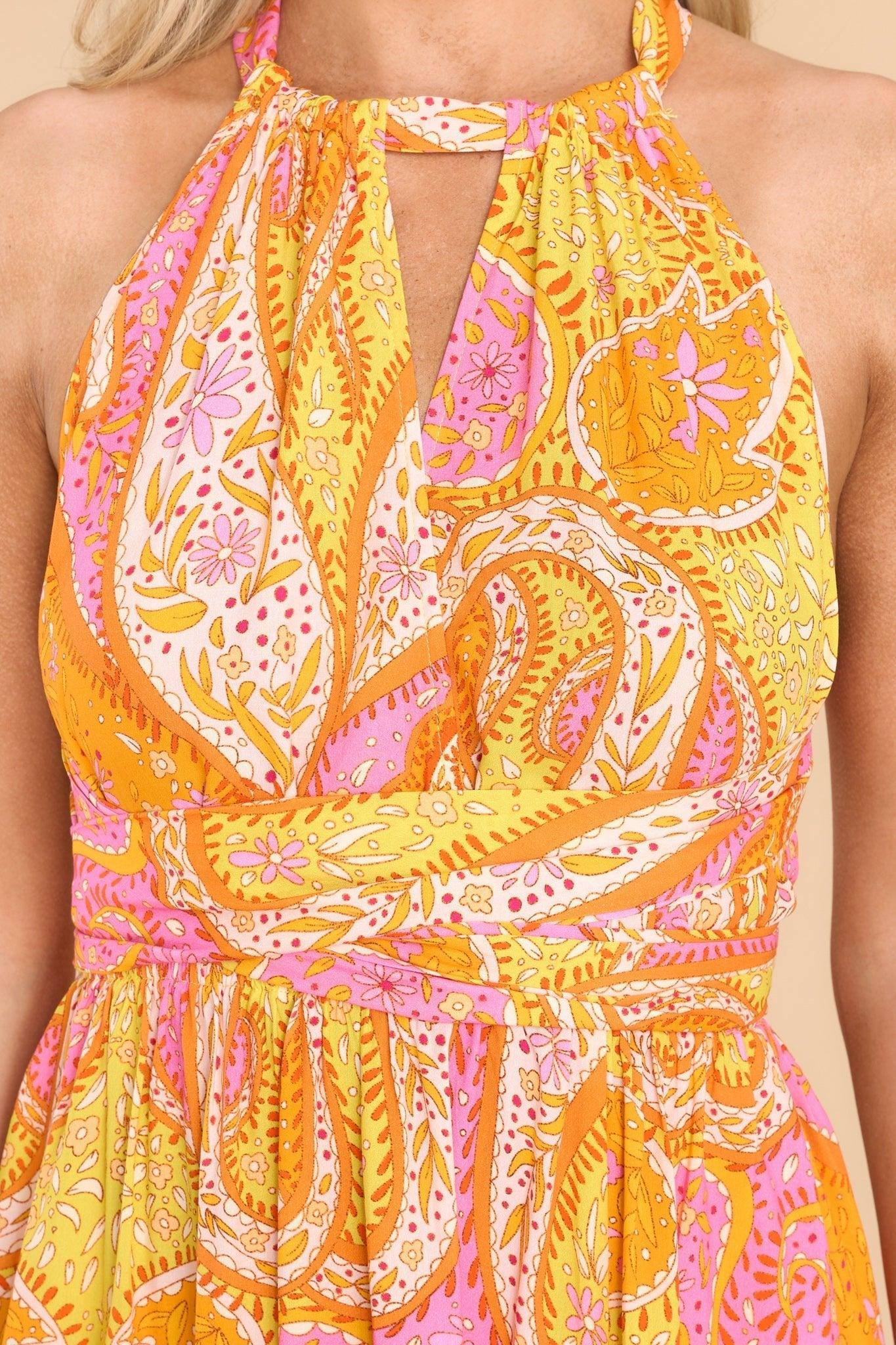 Meant For Me Tangerine Print Maxi Dress Orange Product Image