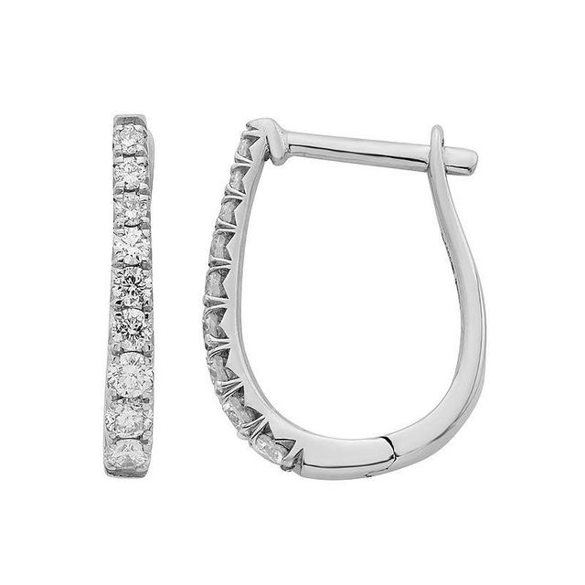 The Regal Collection 14k Gold 1/4 Carat T.W. IGL Certified Diamond Leverback Hoop Earrings, Womens, White Product Image