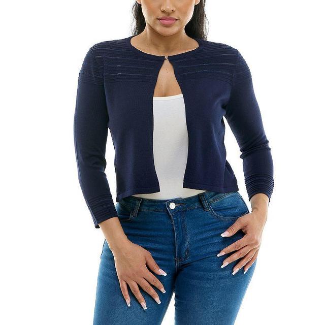 Womens Nina Leonard Knit Bolero Cardigan Blue Product Image