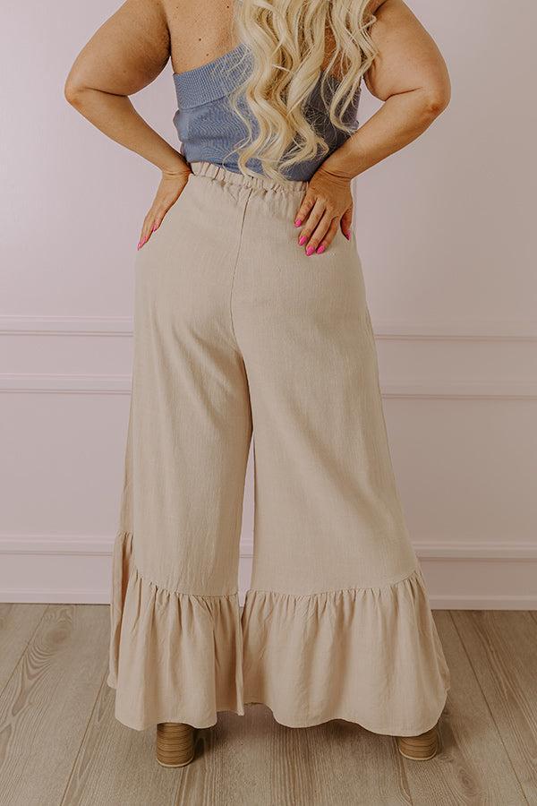 The Kenzo High Waist Linen-Blend Trousers In Beige Curves Product Image