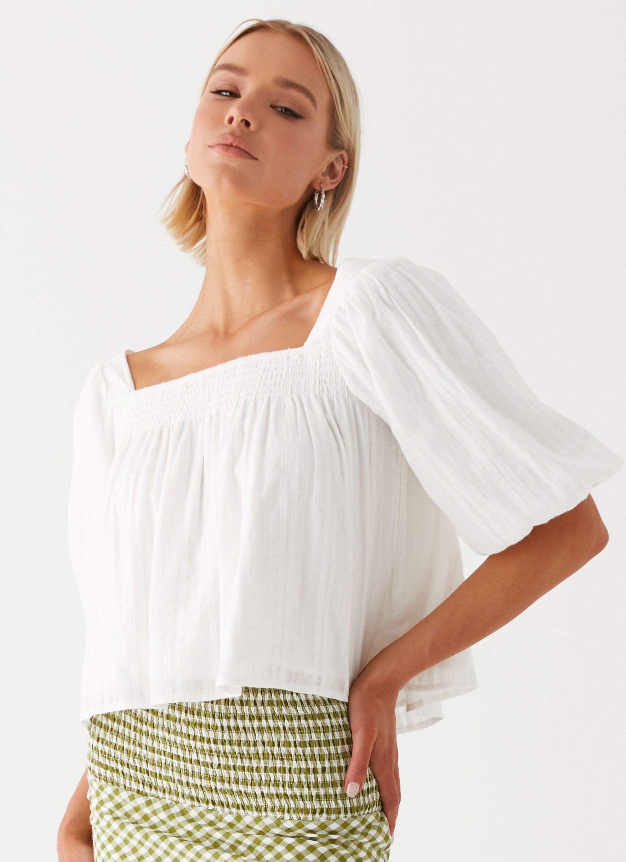 Tanika Puff Sleeve Top - White Product Image