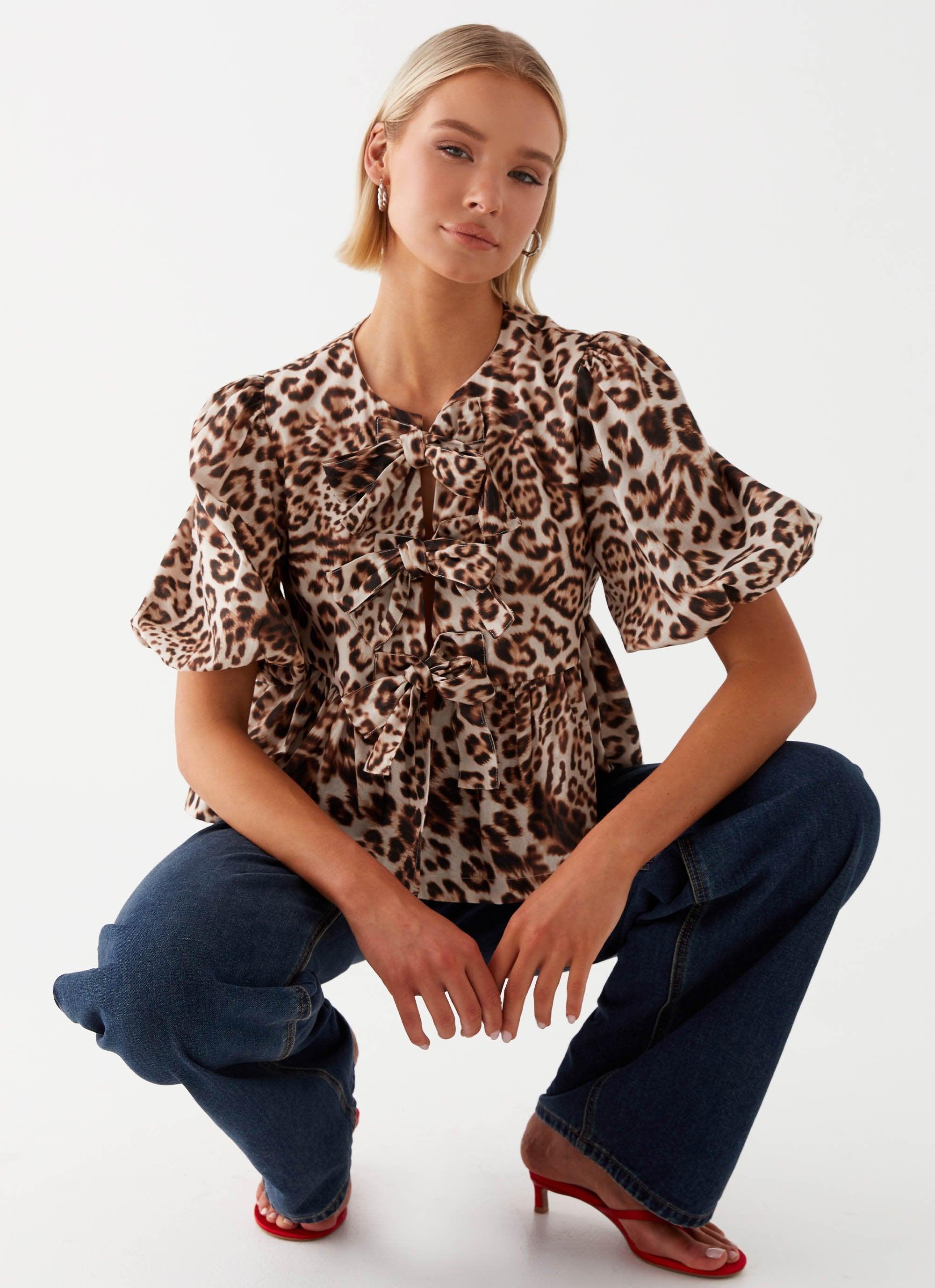 Western Wind Tie Top - Leopard Product Image