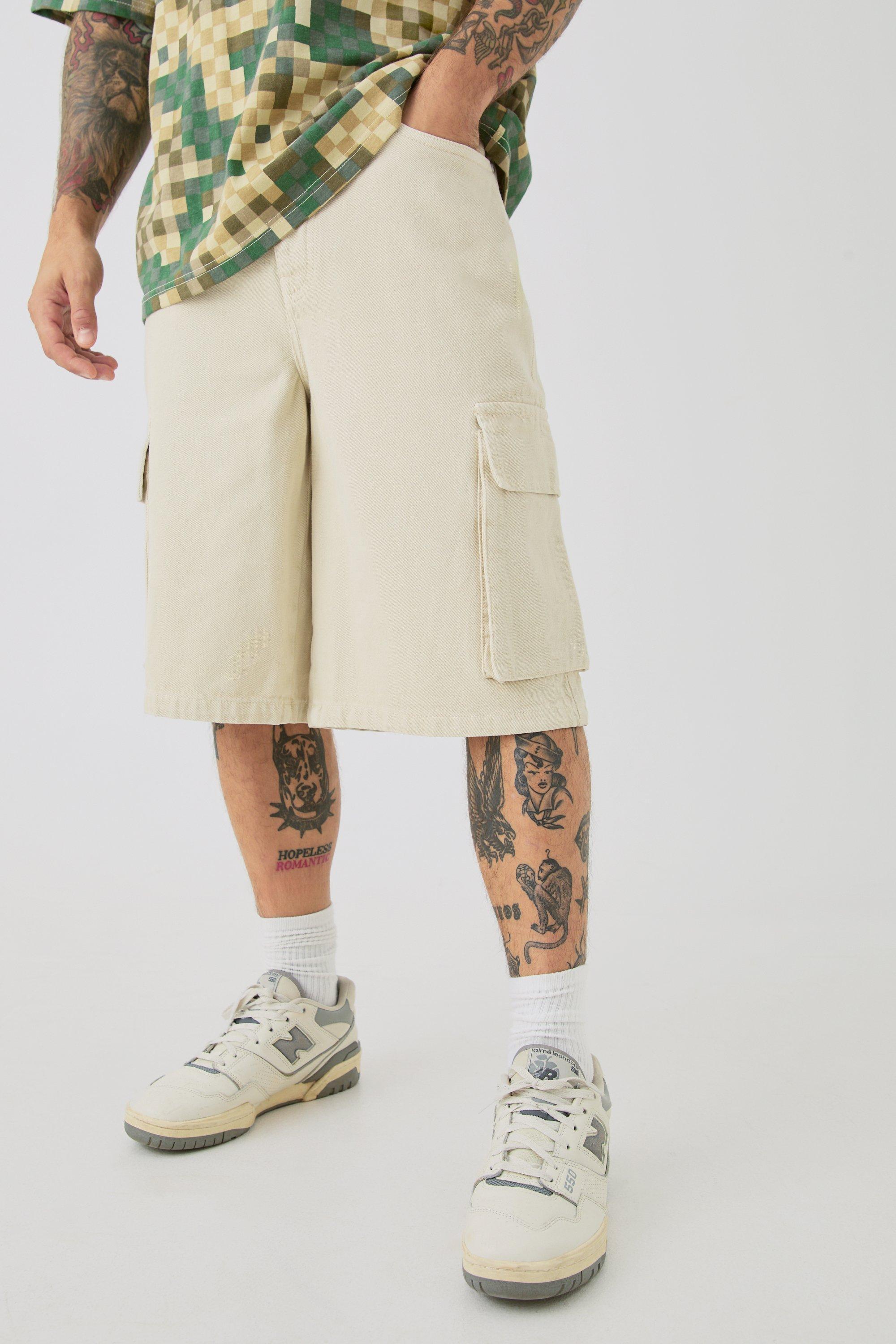 Regular Cargo Denim Jorts | boohooMAN USA Product Image