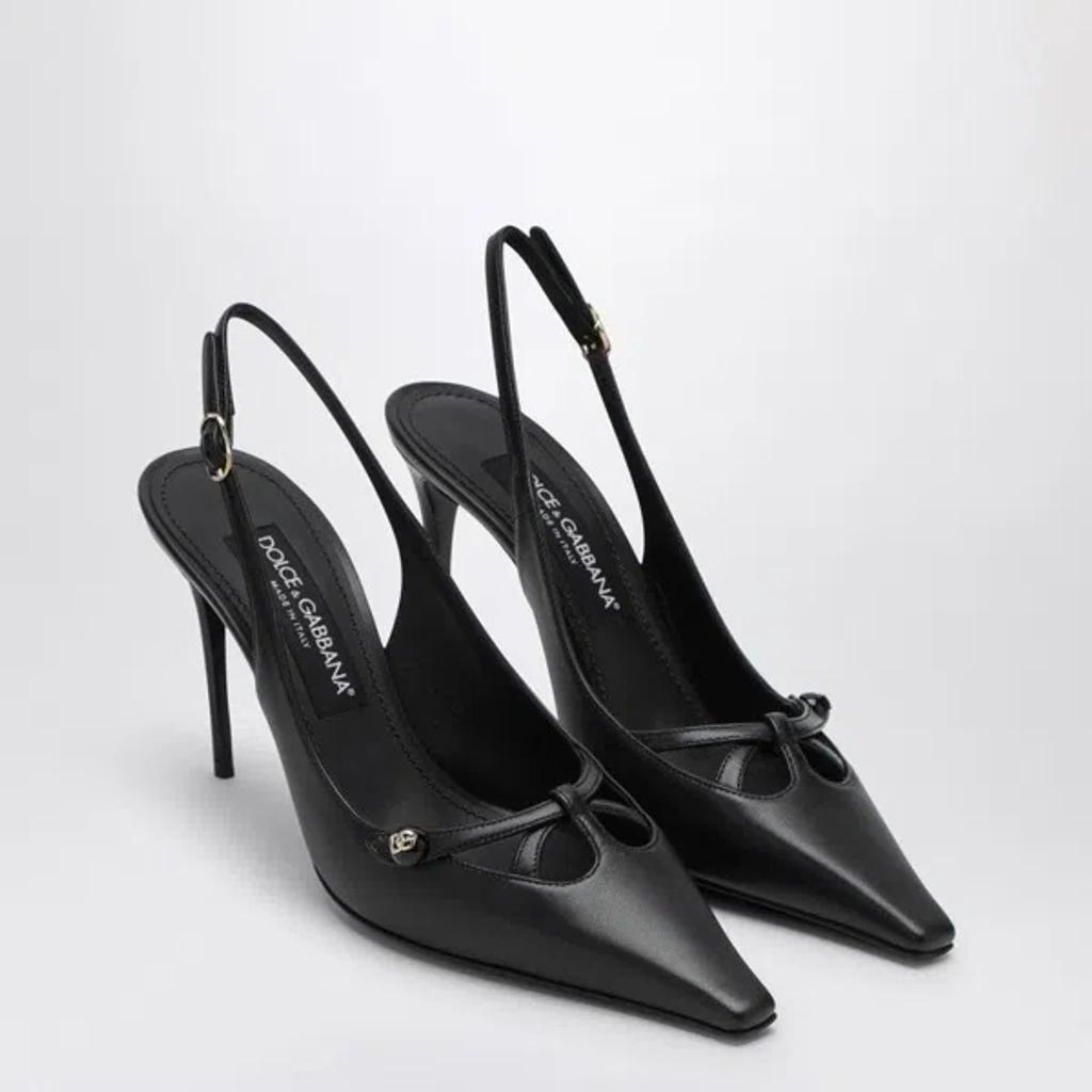 DOLCE & GABBANA Dolce  Gabbana Dg Logo Plaque Slingback Pumps In Black Product Image