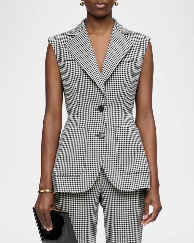 Thandie Check-Print Virgin Wool Vest Product Image