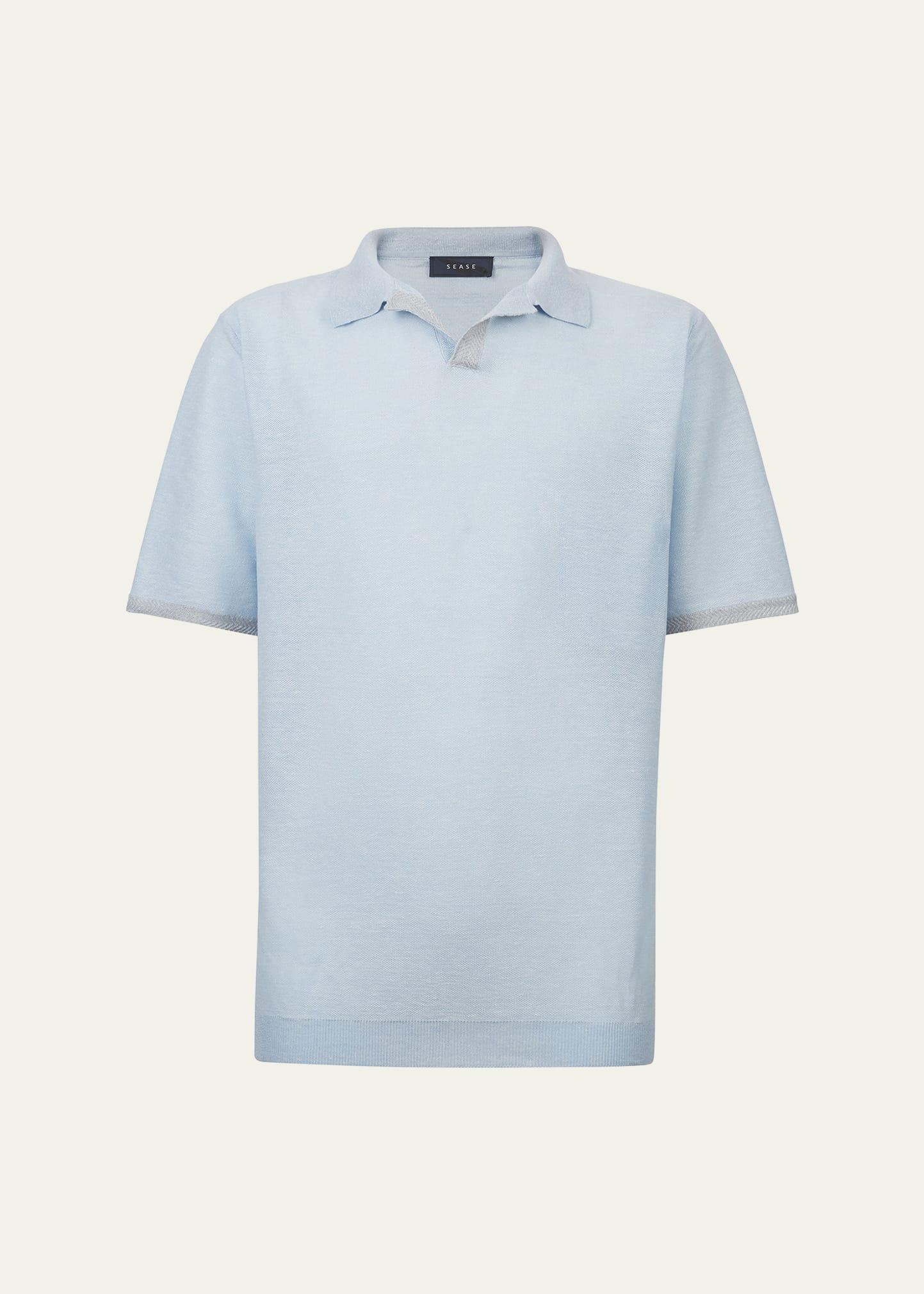 Mens Linen Knit Polo Shirt Product Image