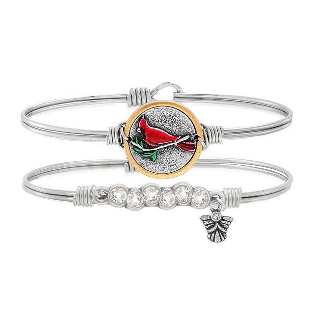 Luca + Danni Angel Beside Me Cardinal & Crystal Beaded Angel Bangle Bracelet Set, Womens Silver Product Image