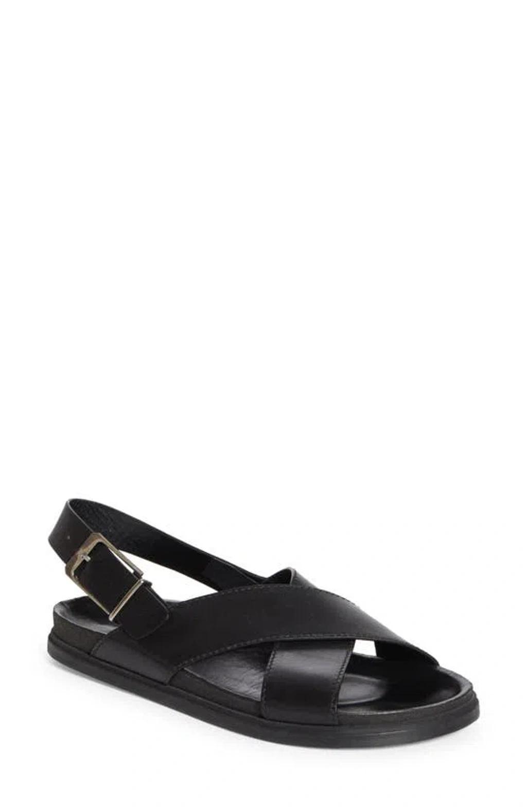 THE ROW Leather Crisscross Slingback Sandals In Black product image