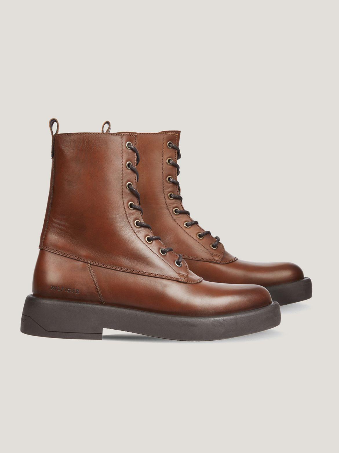 Tommy Hilfiger Men's Cognac Leather Boot - Brown - US 12 / EU 46 Product Image