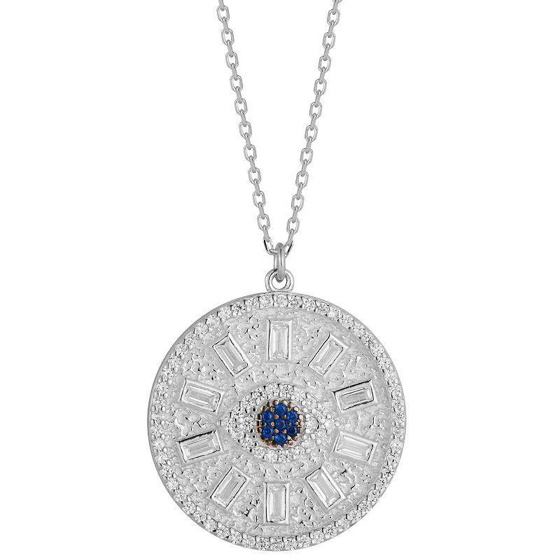 Sunkissed Sterling 14k Gold Over Cubic Zirconia Evil Eye Necklace, Womens Silver Tone Product Image