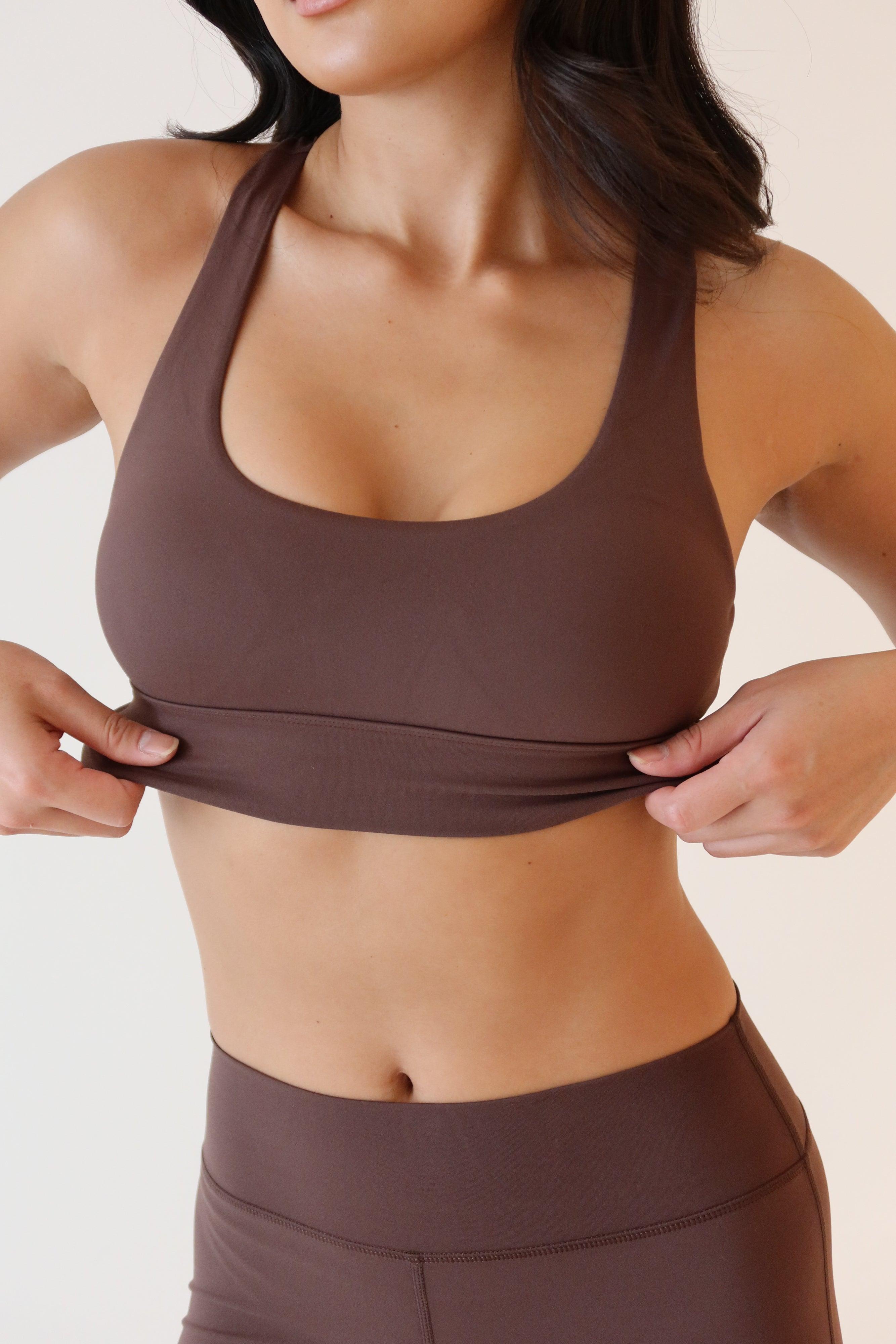 Thea Racerback Crop Top - Dark Chocolate Product Image