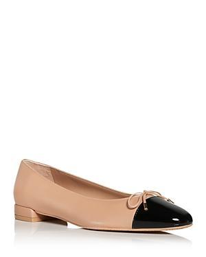 Stuart Weitzman Sleek Cap Toe Bow Flat Product Image