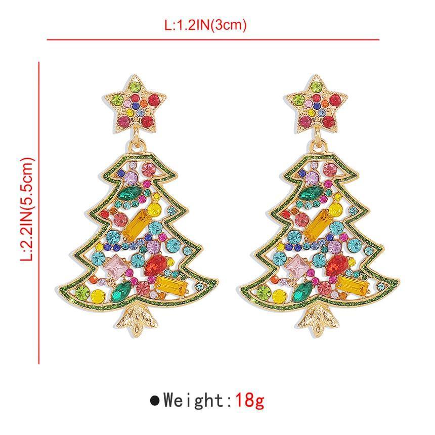 Rhinestone Christmas Tree Drop Earring Product Image