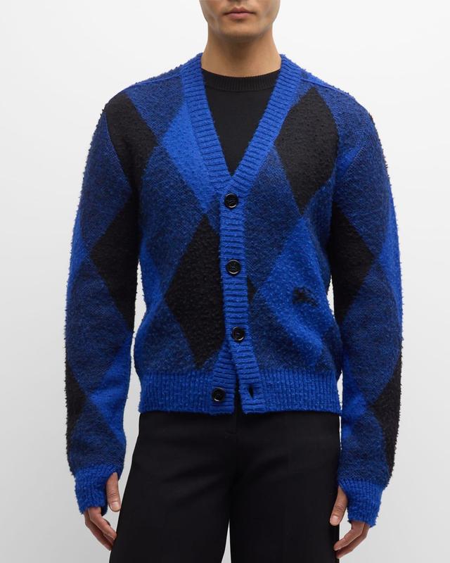 Mens Argyle Wool Cardigan Sweater Product Image