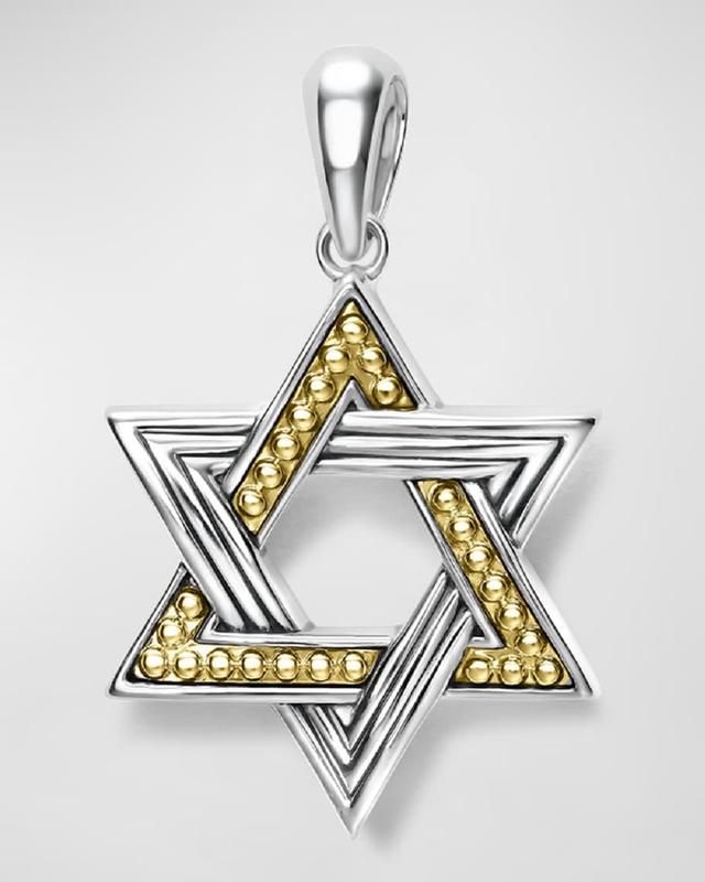 Lagos Mens 18K Yellow Gold & Sterling Silver Anthem Star of David Amulet Pendant Product Image