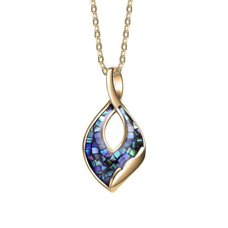 14k Gold Over Sterling Silver Abalone Pendant Necklace, Womens Gold Tone Product Image