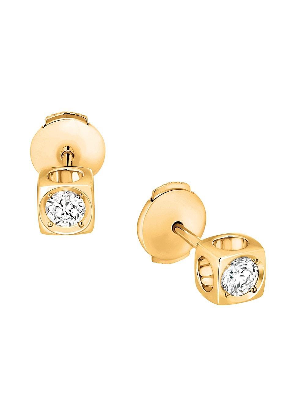 Womens Le Cube Diamant 18K Yellow Gold & 0.4 TCW Diamond Large Stud Earrings Product Image