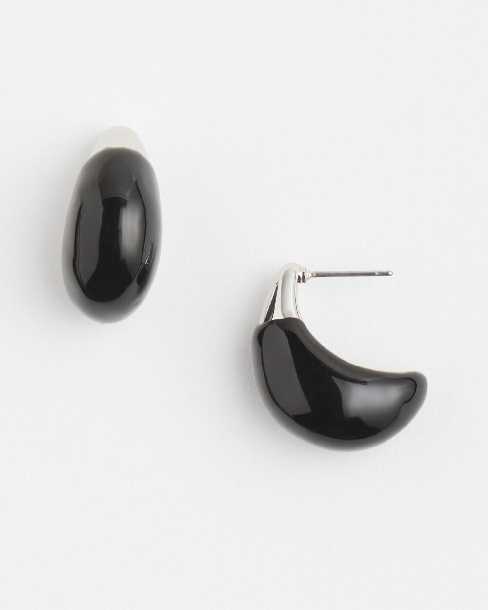 No Droop Black Dipped Huggie Hoop Earring   Chico's - Black - Women Product Image