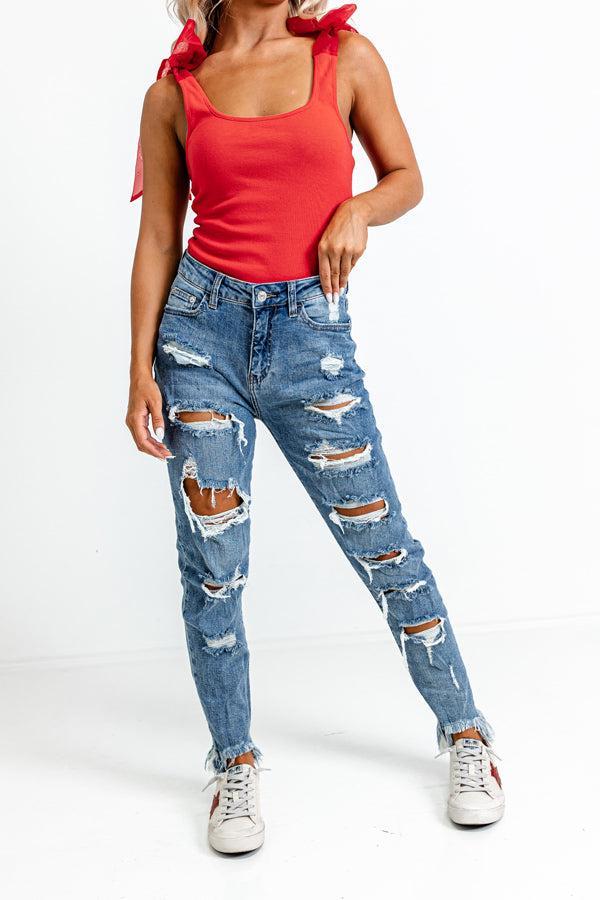 The Amarie High Waist Distressed Ankle Skinny Product Image