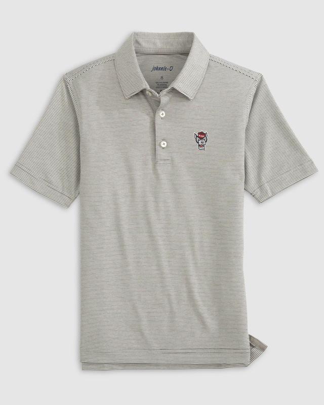 johnnie-O NC State Lyndonn Jr. Striped Jersey Performance Polo - Wolf Logo Product Image