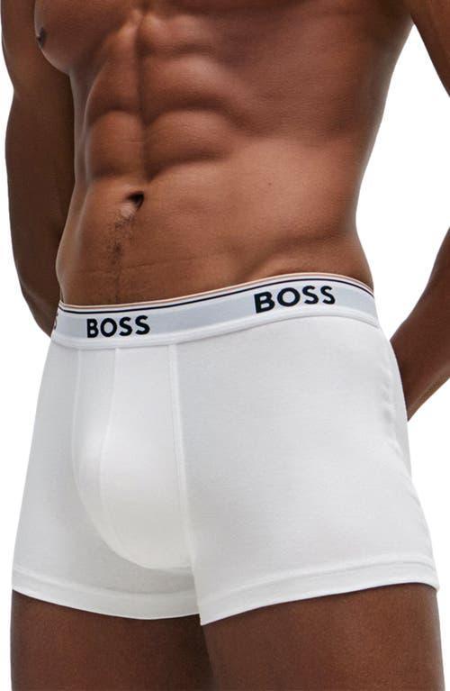 Boss 3-pack Power Stretch Cotton Trunks In White Product Image