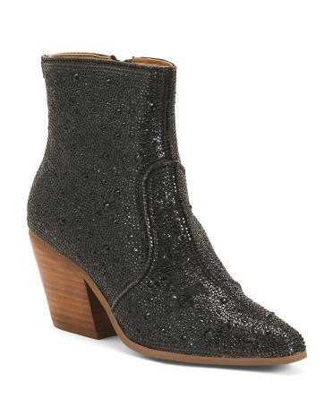 Rita Crystal Western Booties for Women | Textile Product Image