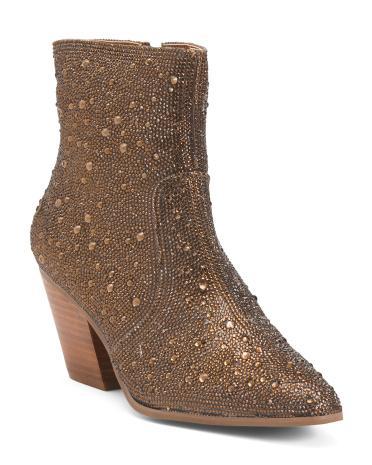 Rita Crystal Western Booties for Women | Textile Product Image