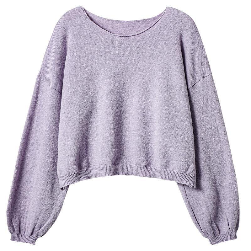 Round Neck Plain Sweater Product Image