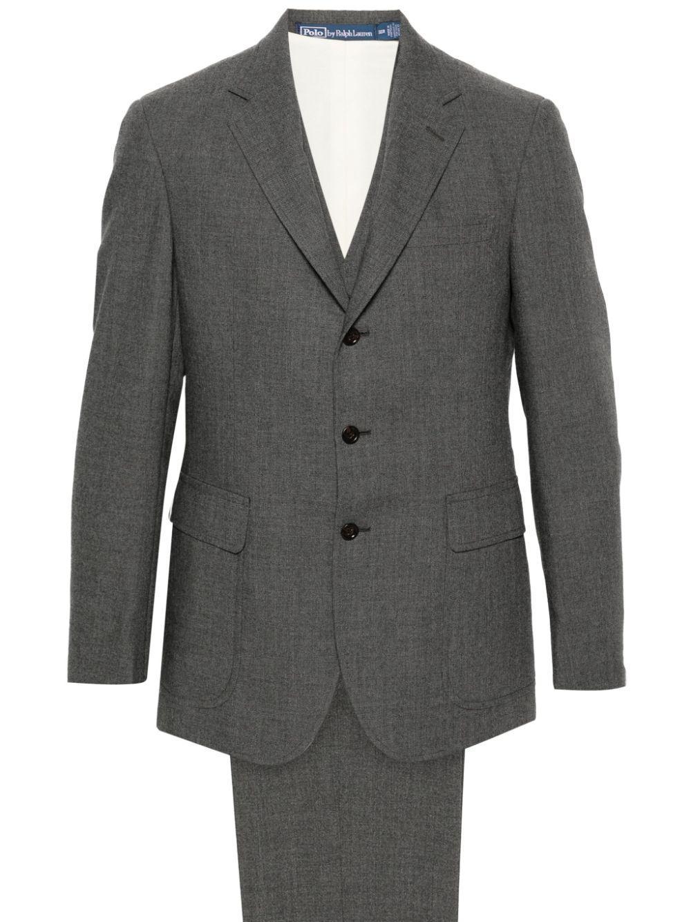 Wool Three-piece Suit In Charcoal Product Image