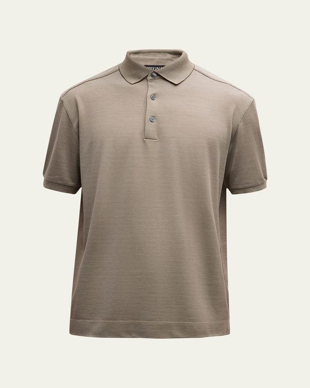 Mens Cotton and Silk Polo Shirt Product Image