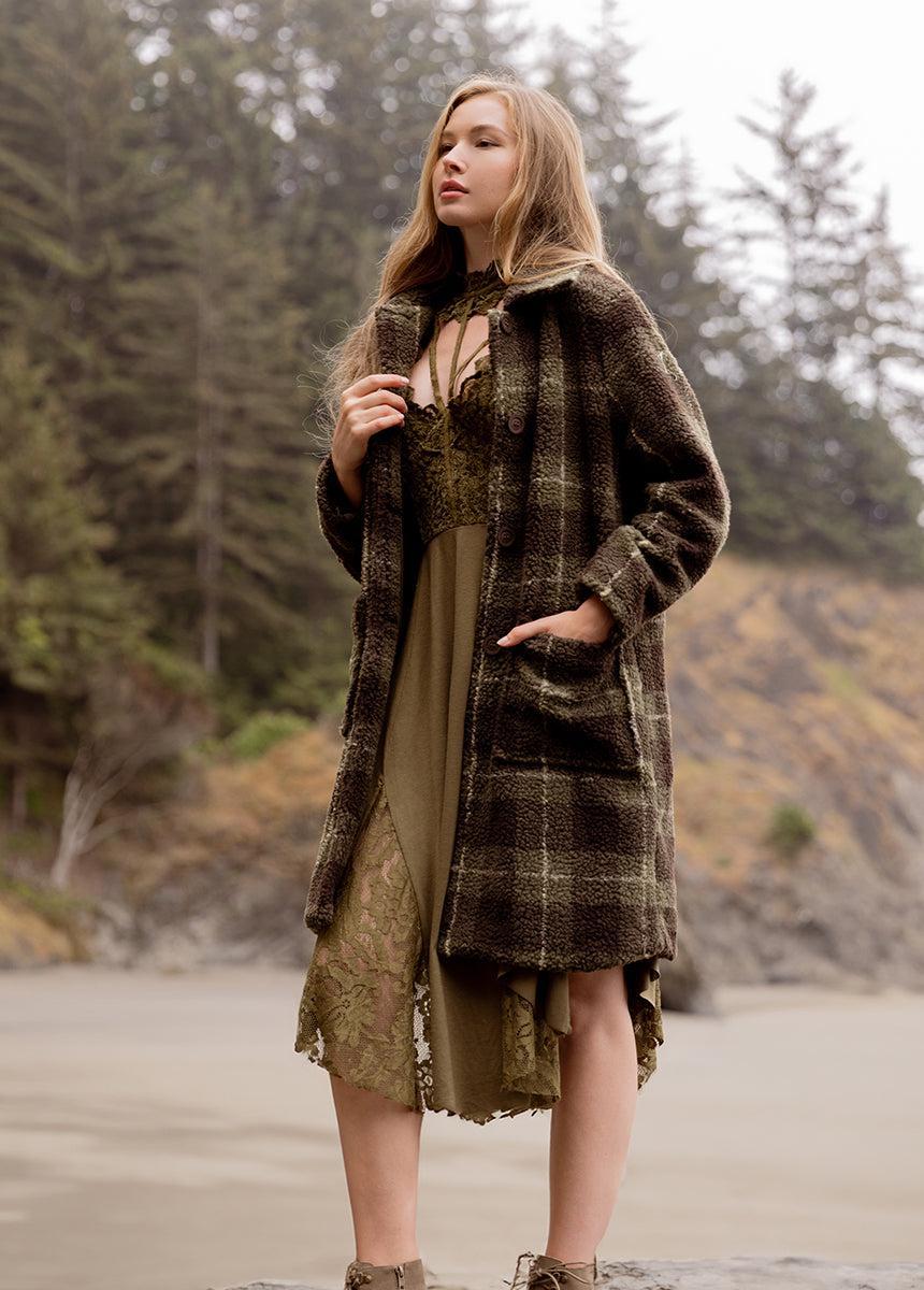 Gertie Coat in Olive Plaid Product Image