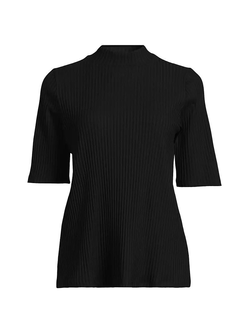 Eileen Fisher Mock Neck Elbow Sleeve Top Women's Clothing Product Image