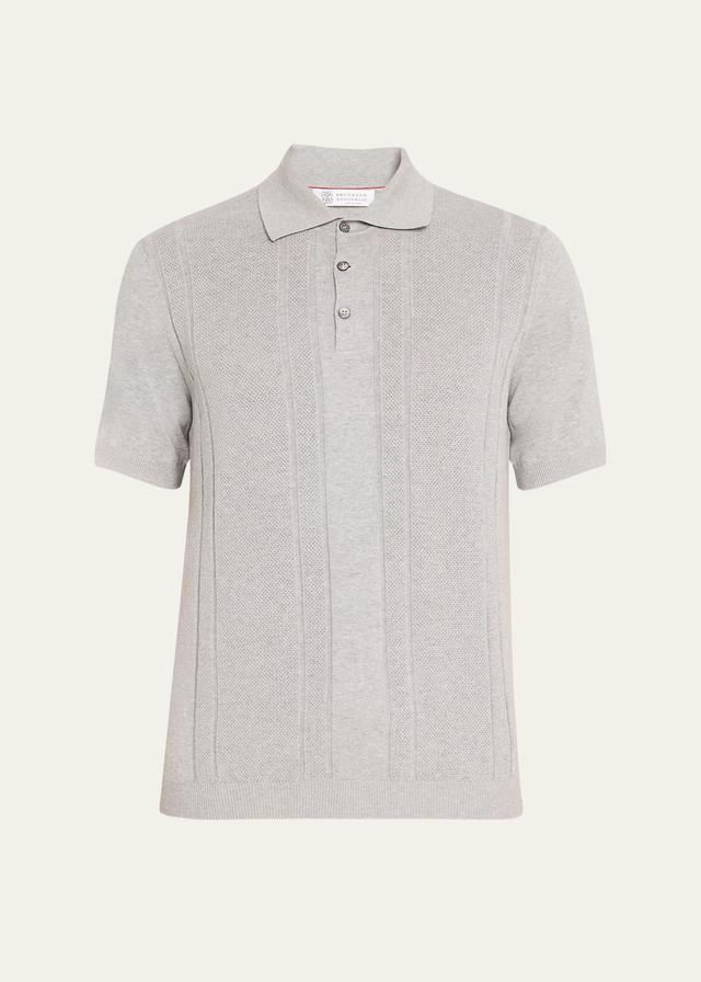 Mens Ribbed Cotton Dress Polo Shirt Product Image