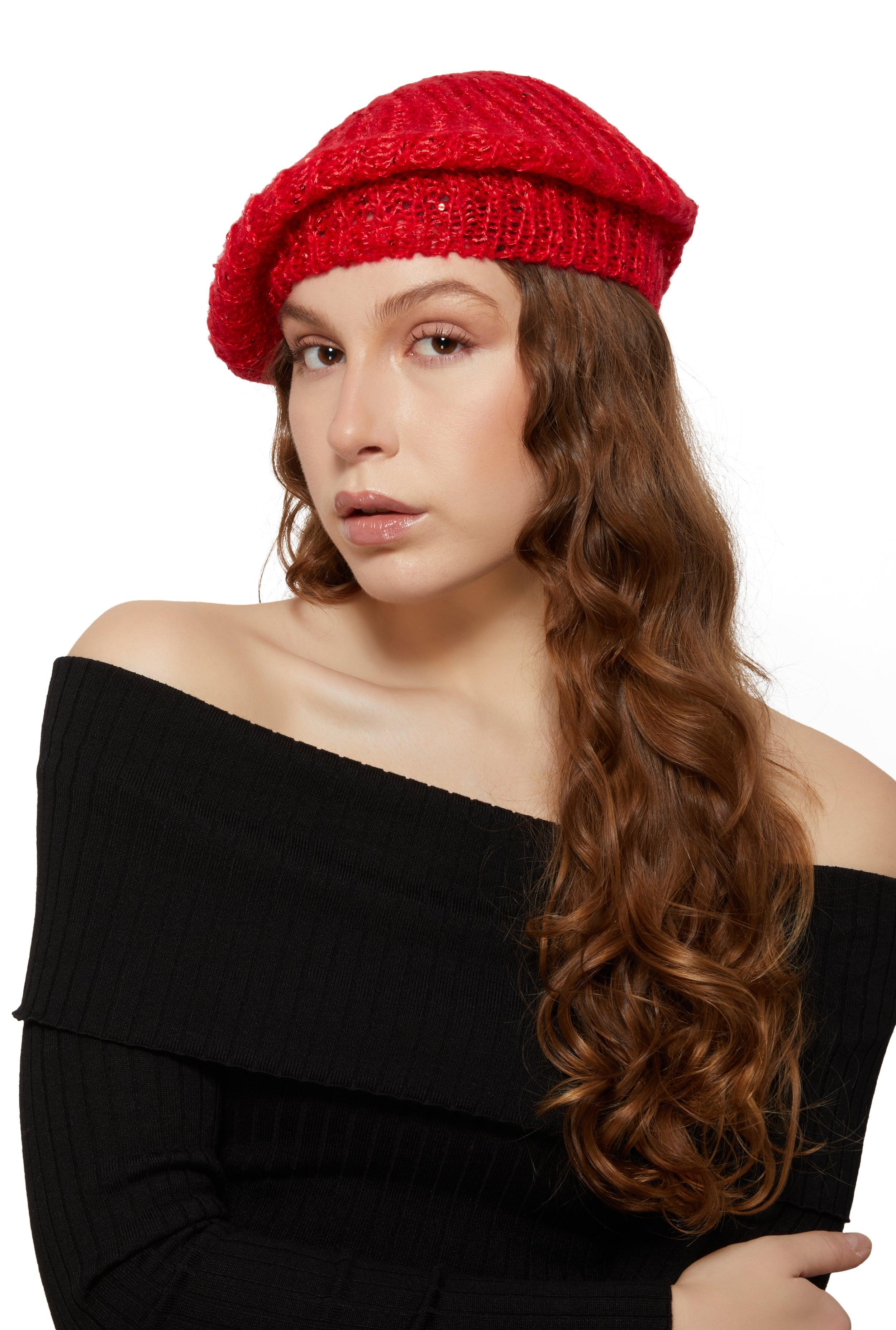 Womens Sequin Beret Product Image