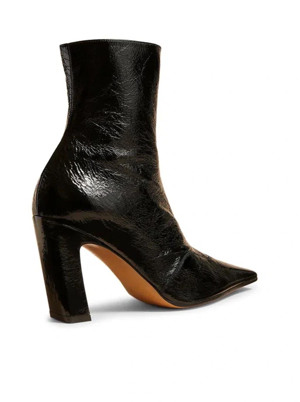 KHAITE Nevada Ankle Boots In Black Rippled Leather Product Image