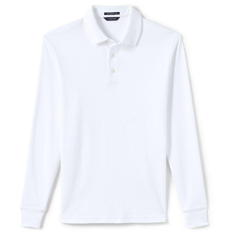 Mens Lands End Soft Supima Polo Blue Product Image