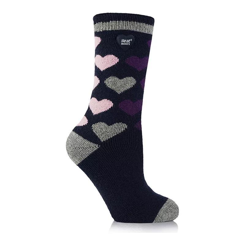 Womens Heat Holders Lite Jennifer Heart Crew Socks Blue Product Image