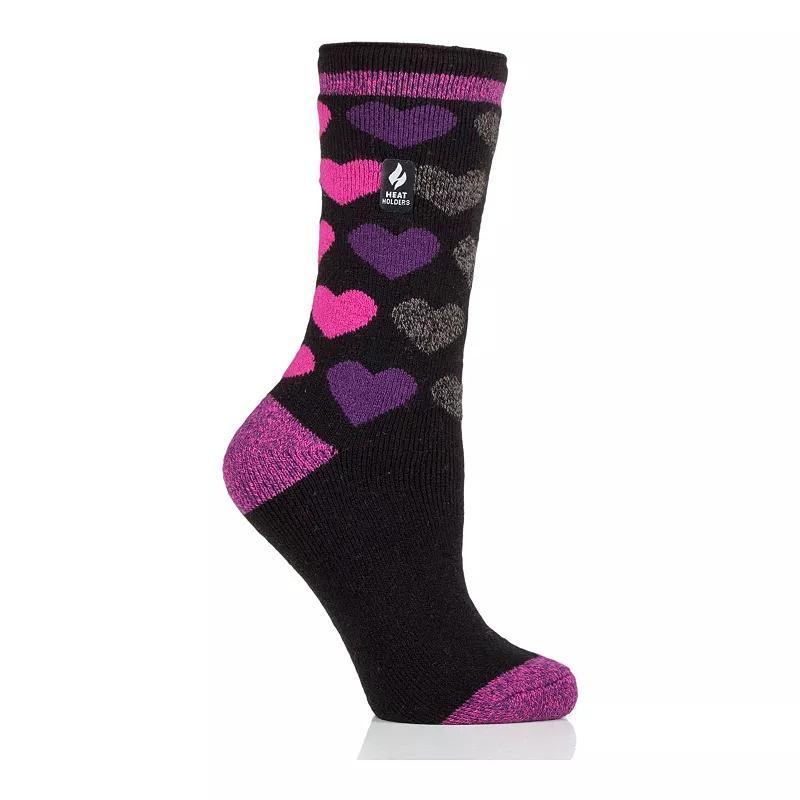 Womens Heat Holders Lite Jennifer Heart Crew Socks Blue Product Image