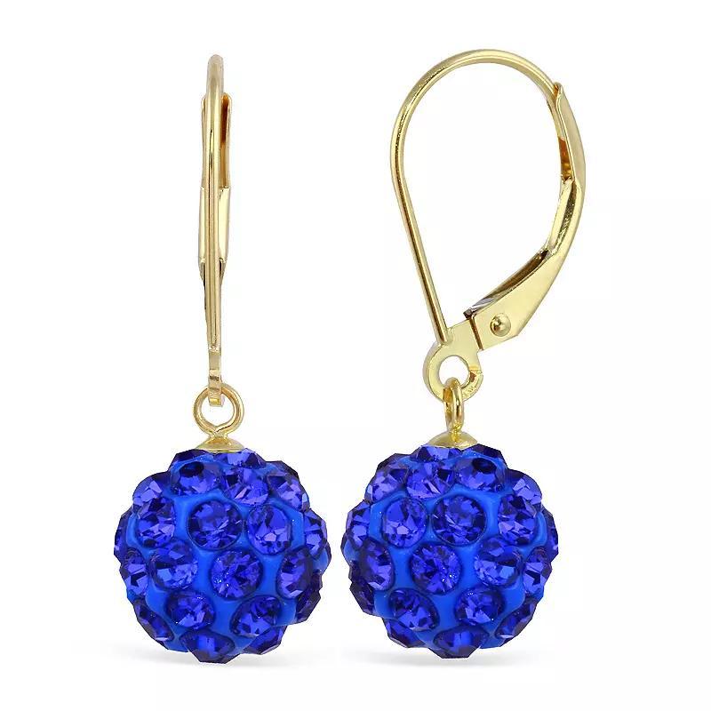 14k Crystal Fireball Drop Earrings, Womens, Blue Product Image