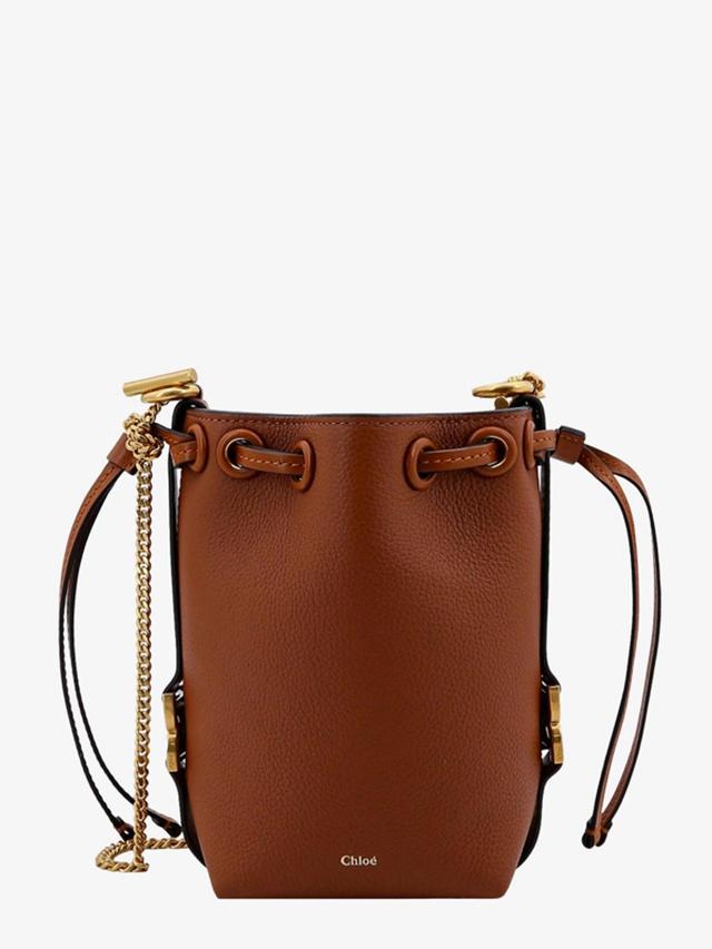 Marcie Small Leather Bucket Bag In Brown Product Image