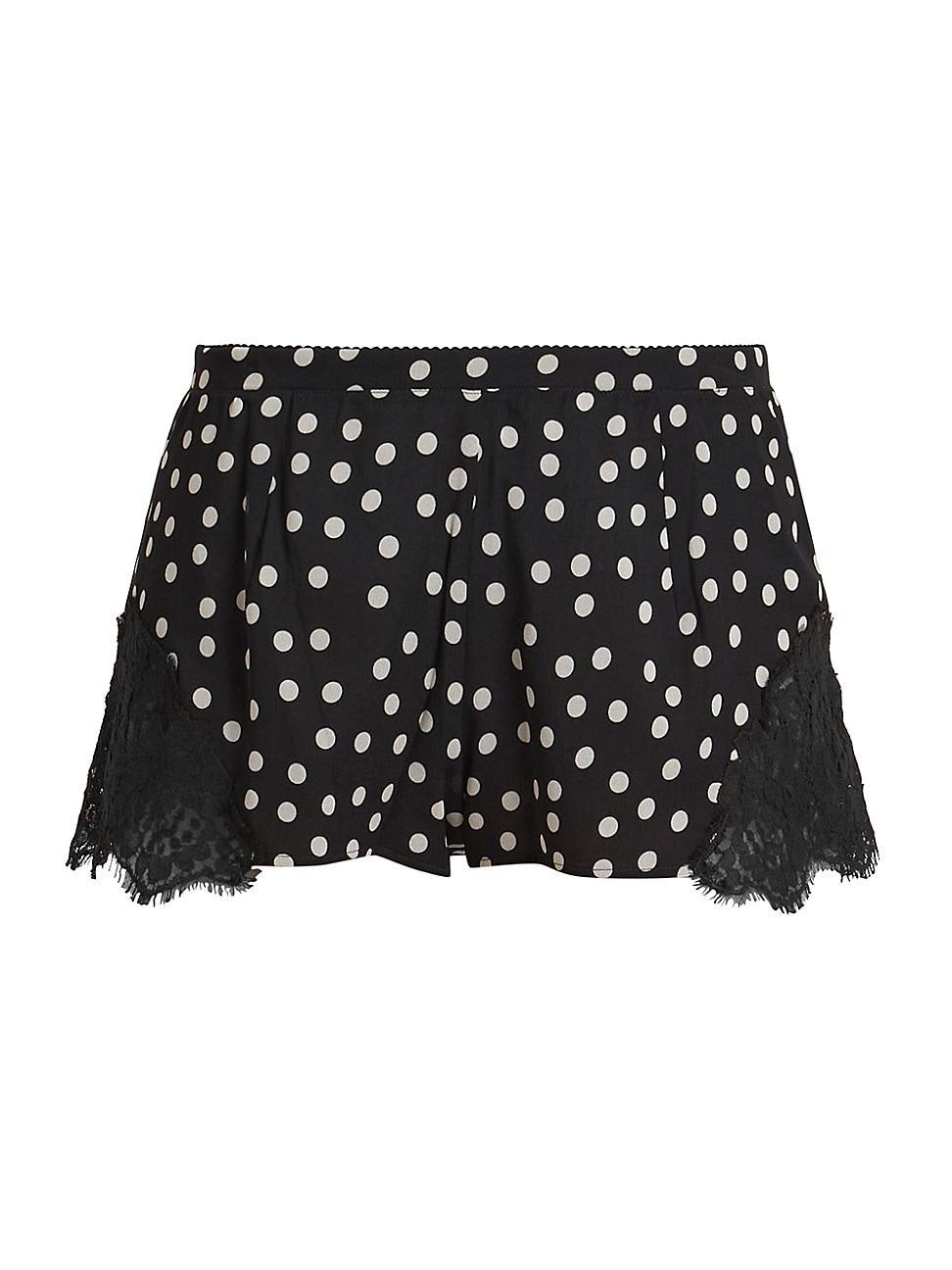 Womens Polka Dot Silk-Blend Shorts Product Image