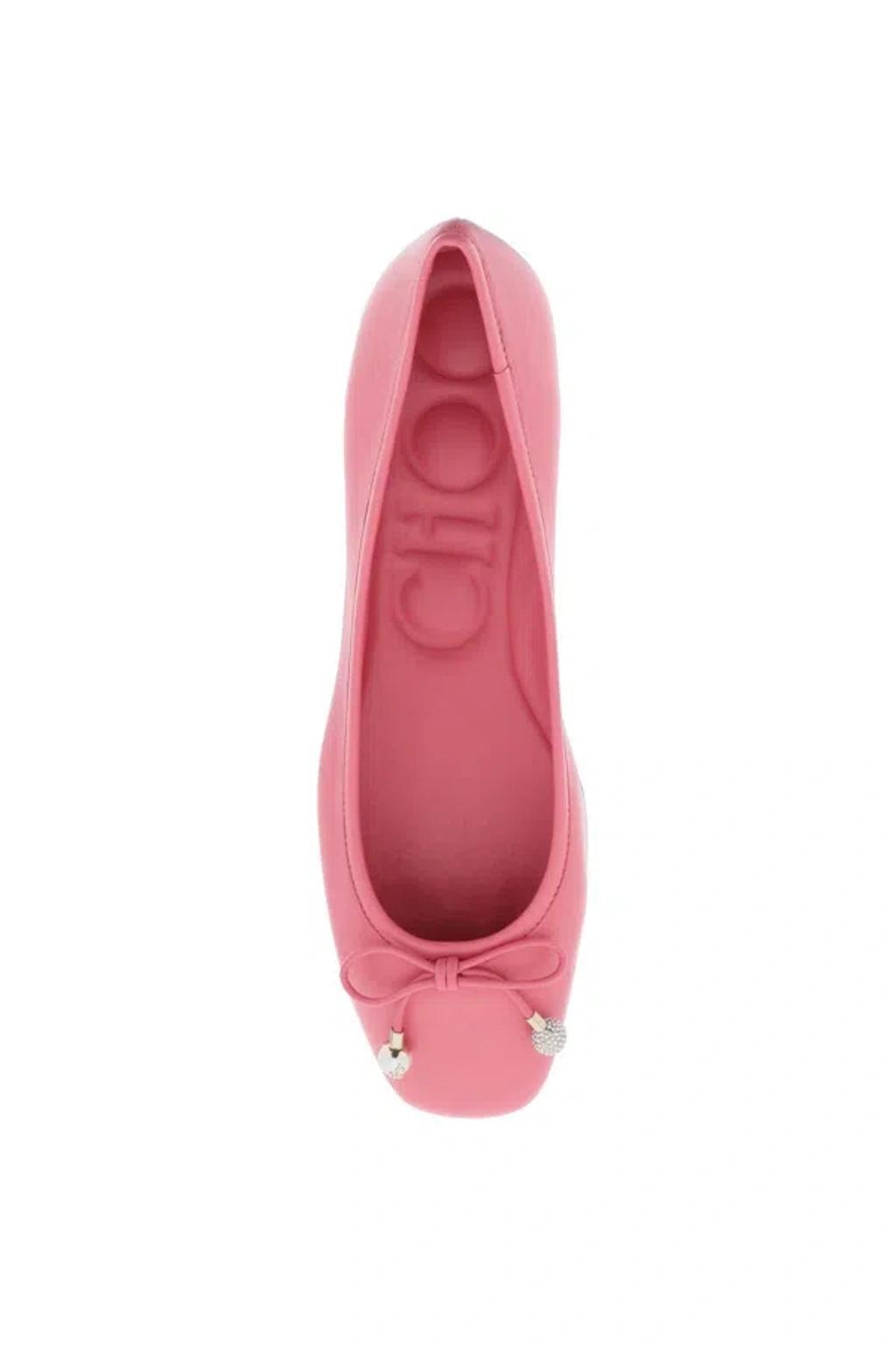 Elme Leather Bow Ballerina Flats In Pink Product Image