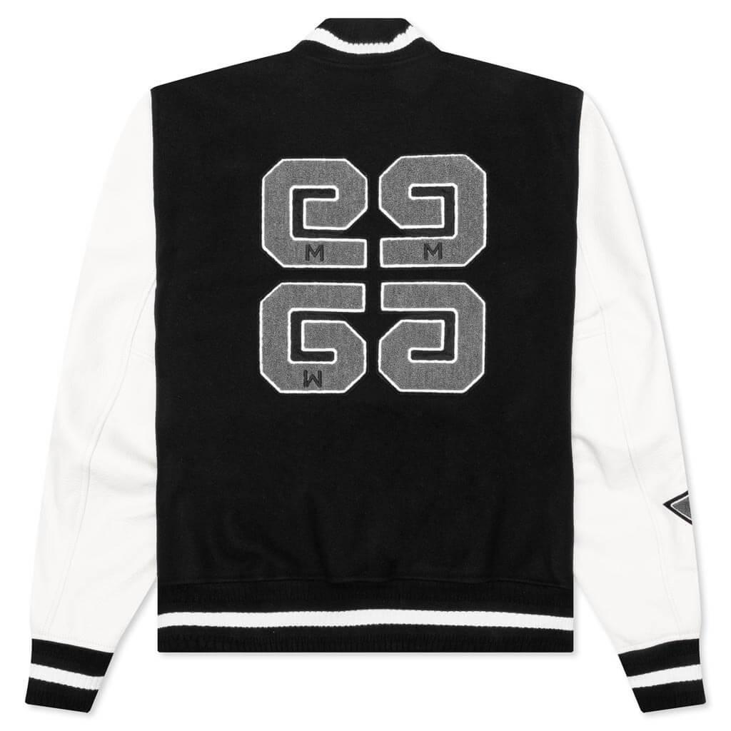 Varsity Bomber Jacket w/ Patches - Black/White Male Product Image