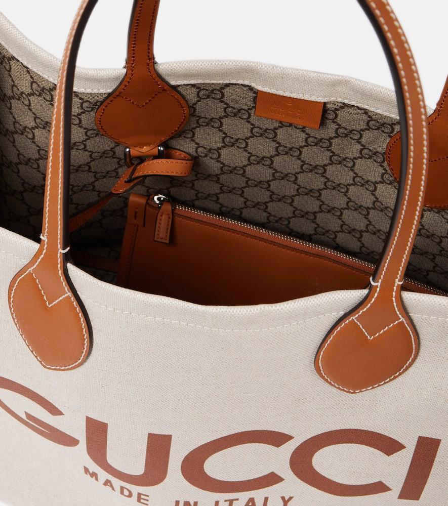 GUCCI Large Canvas Tote Bag In Beige Product Image