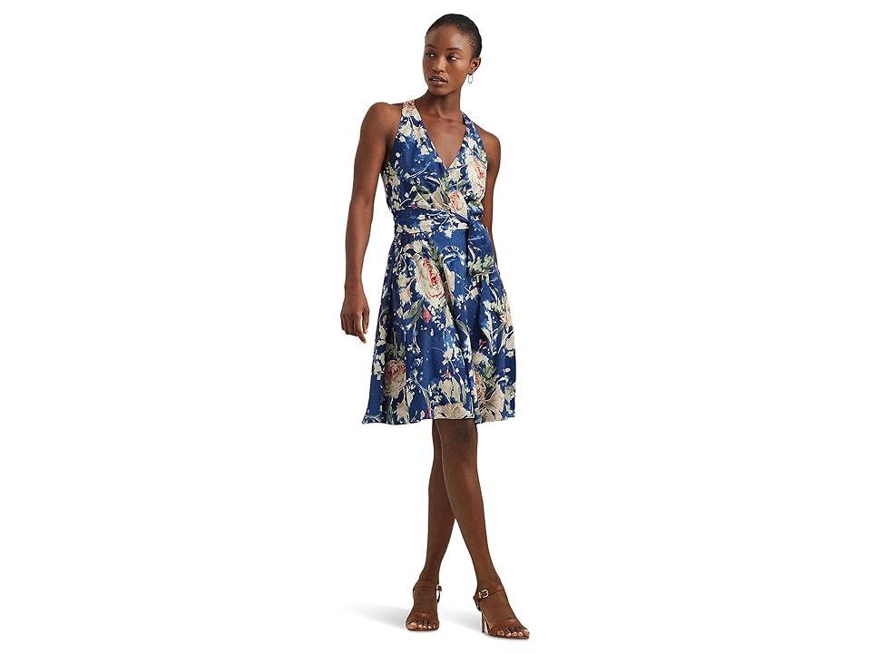 Women's Floral Belted Crepe Sleeveless Dress Product Image