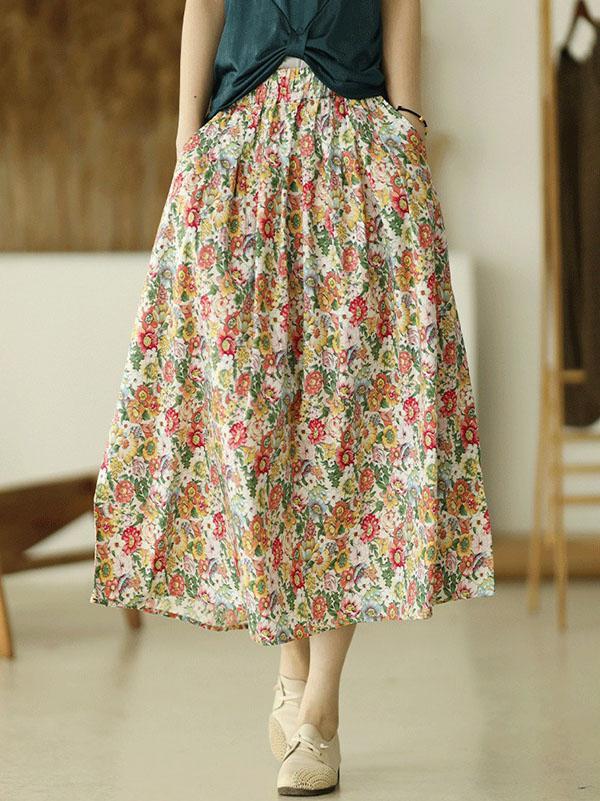 Original Floral Cotton-Blend A-Line Skirt Product Image