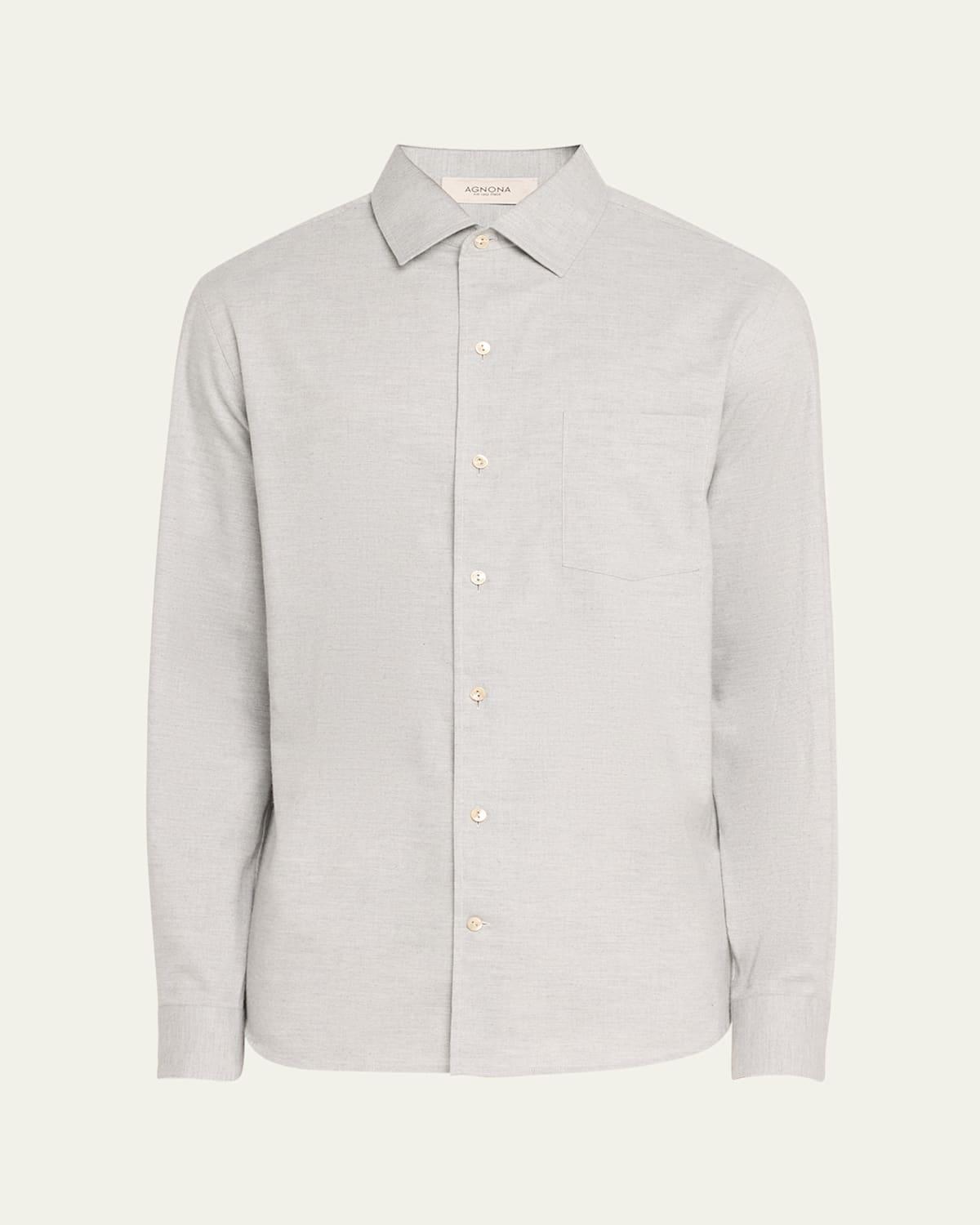 Mens Cotton and Cashmere Twill Pocket Sport Shirt Product Image