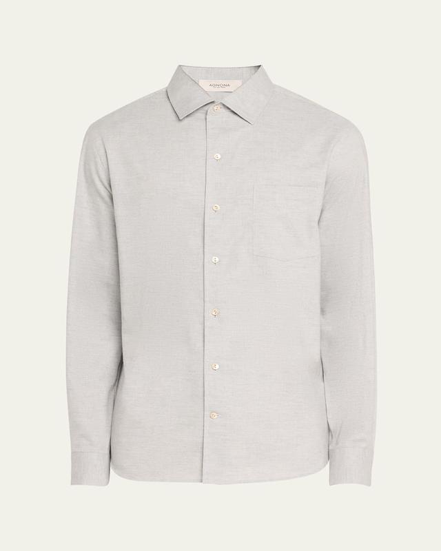 Mens Cotton and Cashmere Twill Pocket Sport Shirt Product Image