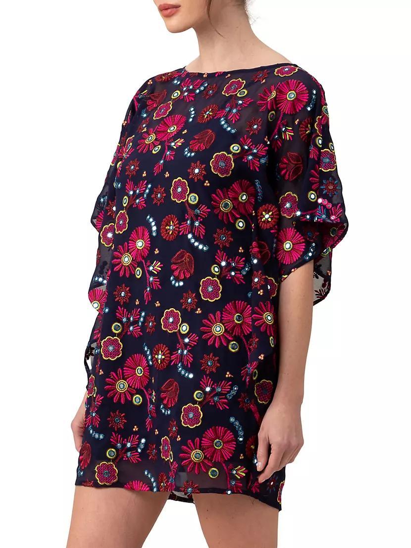 Anissa Floral-Embroidered Mini Caftan Product Image